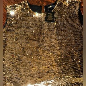 MAJE  dress - new with tags. Gold mini Sequin  A shape mini dress. Size- T2